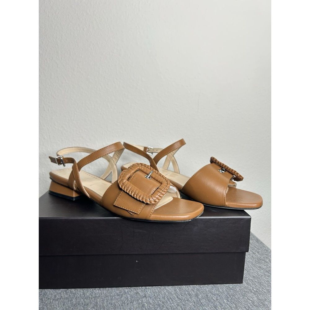 Ron White Beonca Cognac Nappa Leather Ankle Strap Sandals Women's Size 9